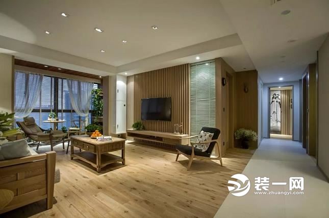 170平米现代原木风格装修效果图 阳台设计成茶室